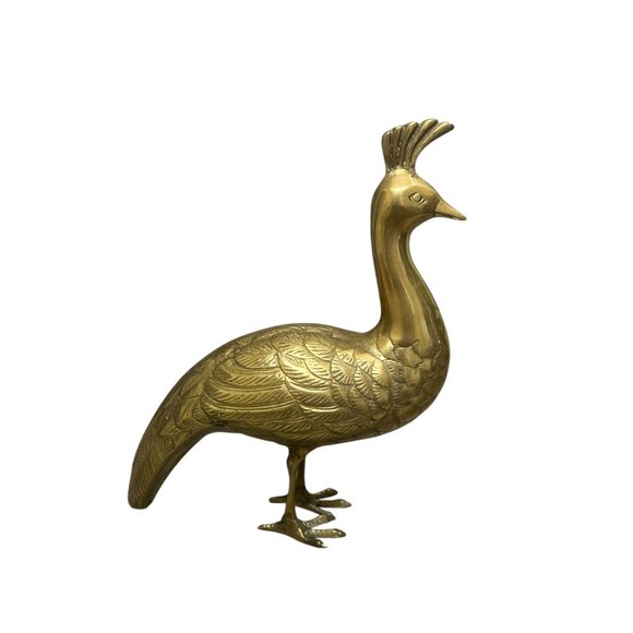 Vintage Large 12 x 12 inch Brass Peacock Bird Figurine - Picture 7 of 8